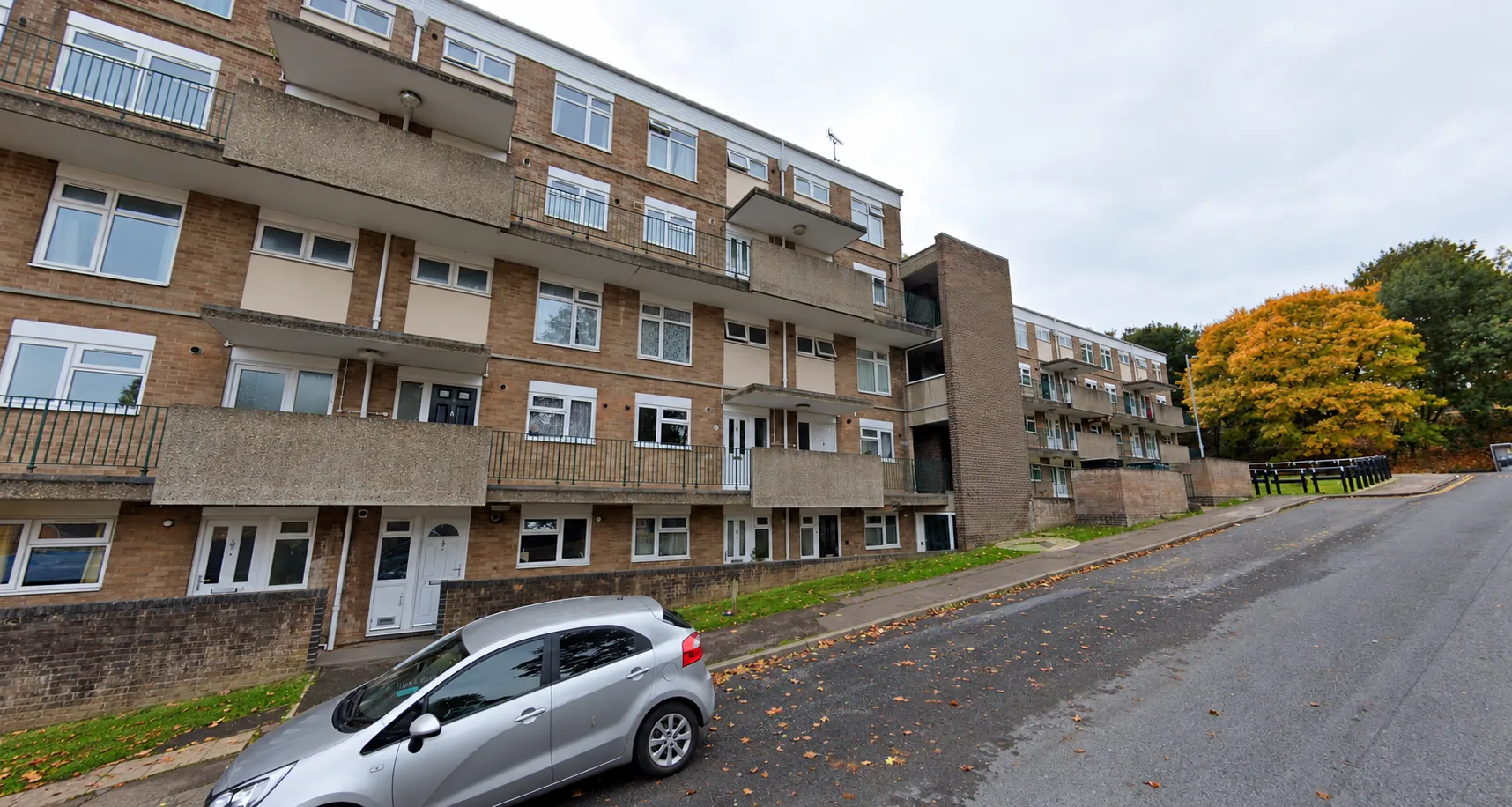 The apartment block from the street